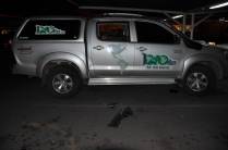 A pobre Fiona tem os vidros quebrados pela segunda vez em 5 dias, dessa vez no estacionamento de um supermercado em Santiago, capital do Chile